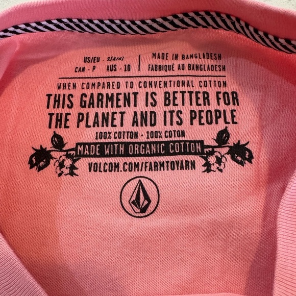 Volcom Women's Stone Hour Crop Tank Top Guava Sz Small Organic Cotton New - Picture 3 of 10